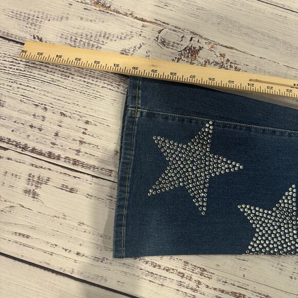 Austin Landing Star Studded Flare Jeans SZ 5/27 Blue Bling Boho Festival Y2K - Picture 5 of 9